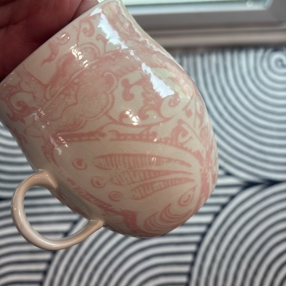 ANTHROPOLOGIE Homegrown Green Floral Initial O Monogram Coffee Mug Tea Cup - Picture 4 of 7